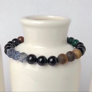 Onyx, Malachite, Volcanic Stone & Tiger Eye